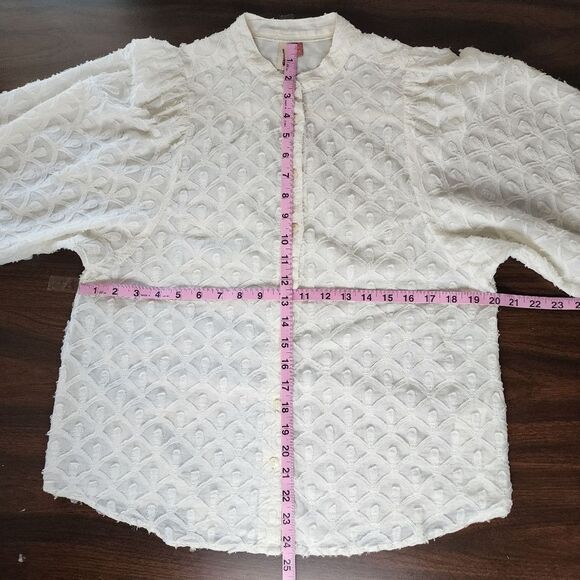Anthropologie Pilcro Blouse Puff Sleeve Prairie Cottagecore Cream Cotton Top M - Picture 7 of 16